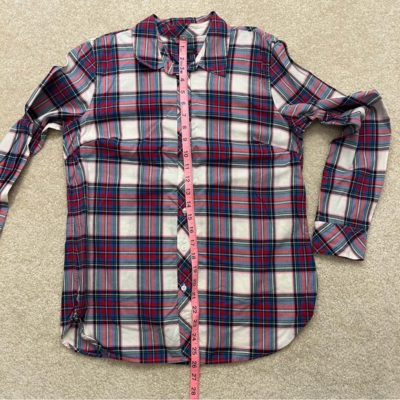 Talbots Shirt Womens Small Pink White Plaid Flannel Button Up Outdoor Casual - Picture 7 of 8